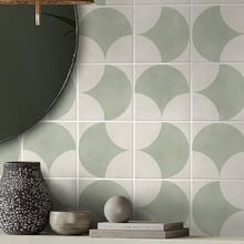 Nikos 200 x 200mm Matt Sage Large Fishscale Square Tile
